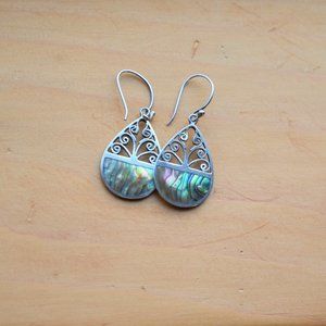 Abalone Sterling Silver Filigree Earrings